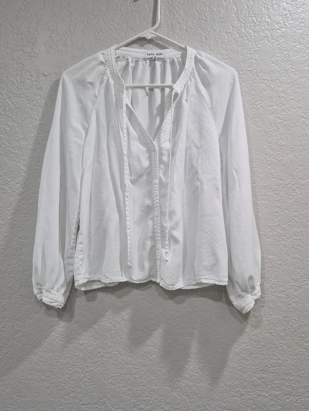 Bella Dahl White Wrinkle Free Button Up Peasant Blouse Size M